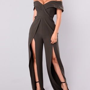 Off Shoulder Jumpsuit with split leg